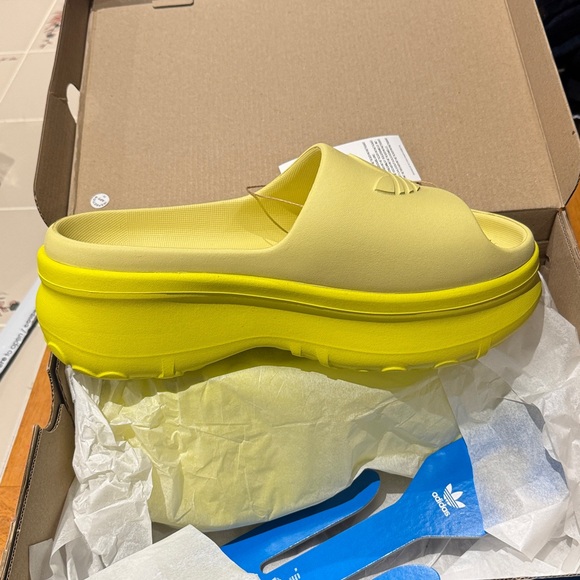 adidas Shoes - Adidas Yellow Platform Slide Sandals - Womens